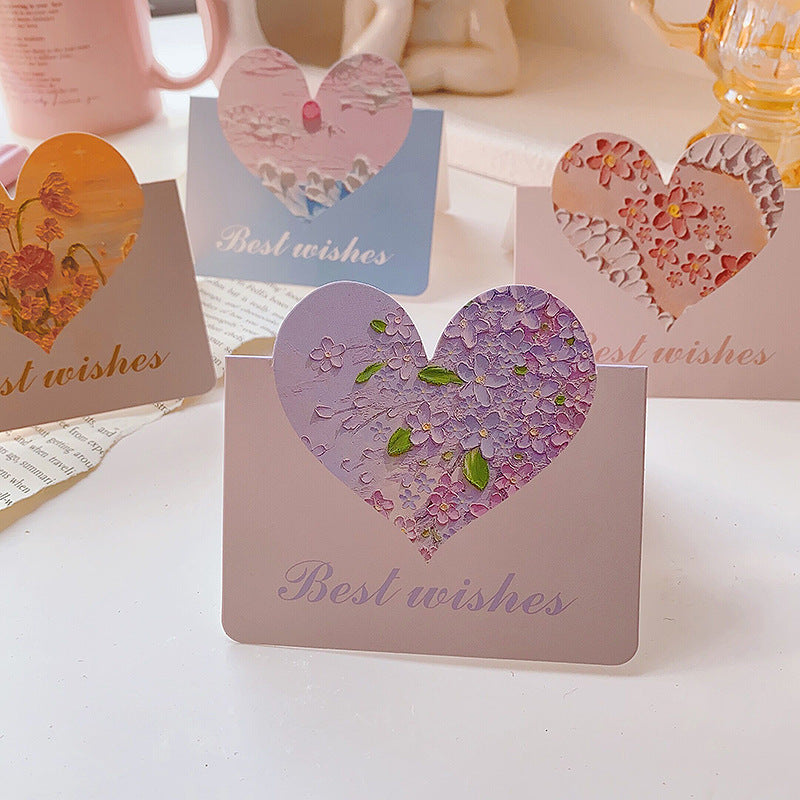 Wholesale of 10pcs/pack Mother's Day Love 3D Oil Painting Flowers Paper Greeting Cards